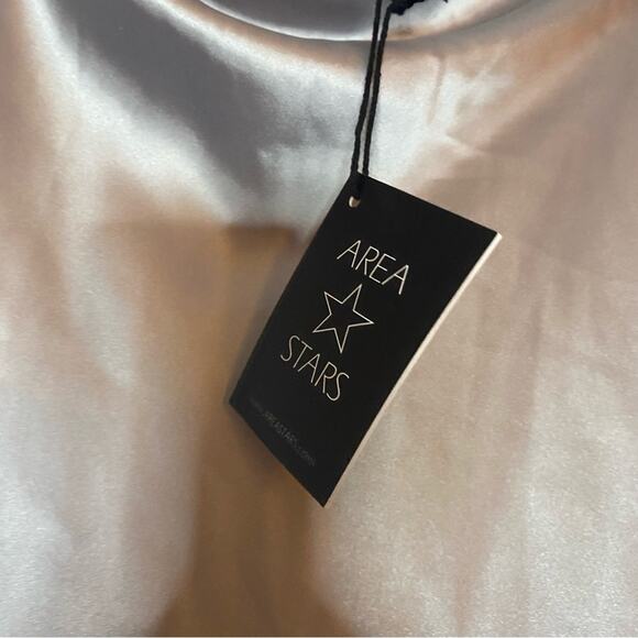 NEW Area Stars Slate Blue Elegant Satin Midi Skirt Size Large NWT - Picture 5 of 7